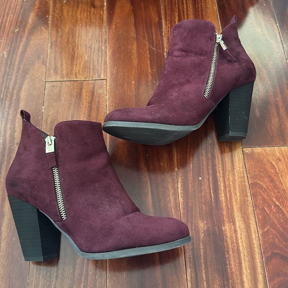 Call It Spring Burgundy Women’s Vegan Suede Ankle Boots Size 8.5 (EU 39)